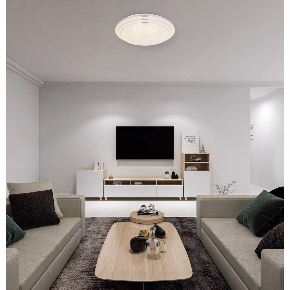 Netlighting Aley Patterned Glass Ceiling Light in White with Dimmable LED – 2