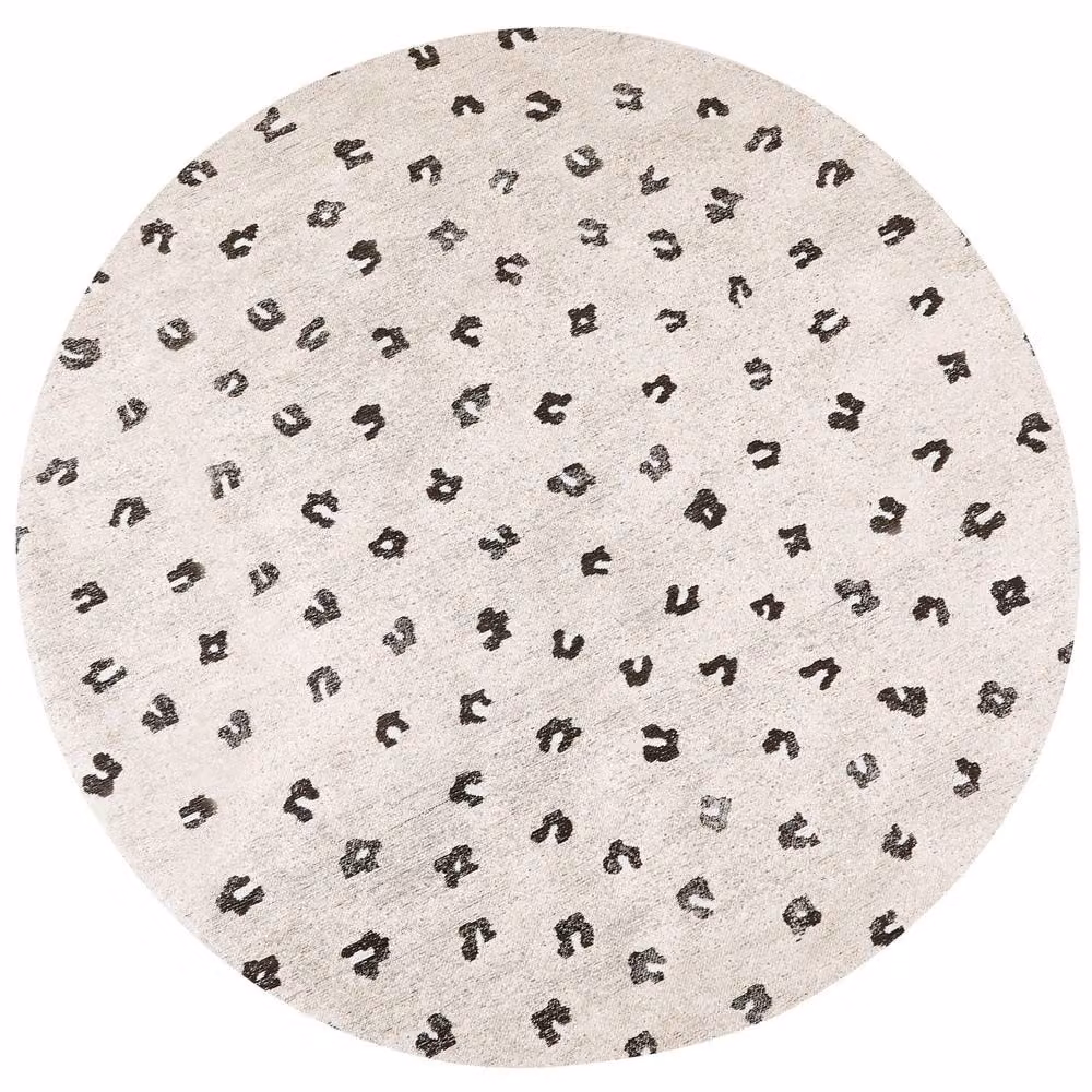 Wyld and Coco Round Woven Rug in Beige with Animal Motif, Cotton-Polyester Blend, Diameter: 140 cm – 2