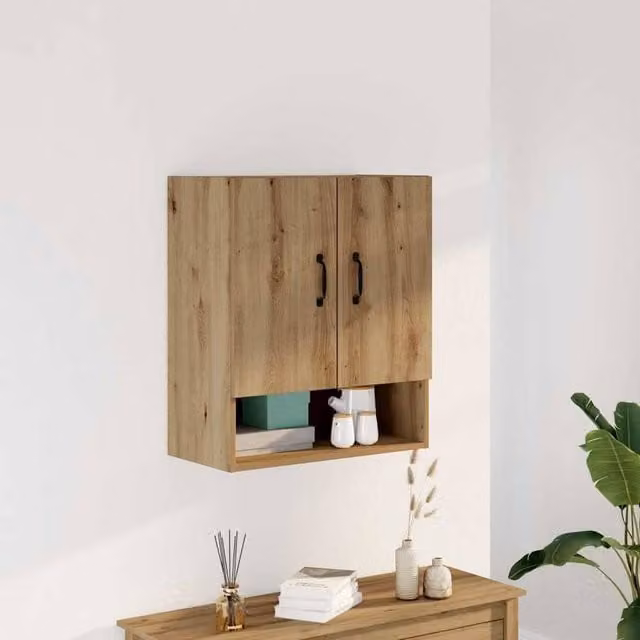 Berkfield Home Artisan Oak Wall Cabinet in Brown, W: 60 cm, D: 31 cm, H: 70 cm