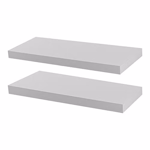 Harbour Housewares Modern Floating Wall Shelves, Pack of 2, White