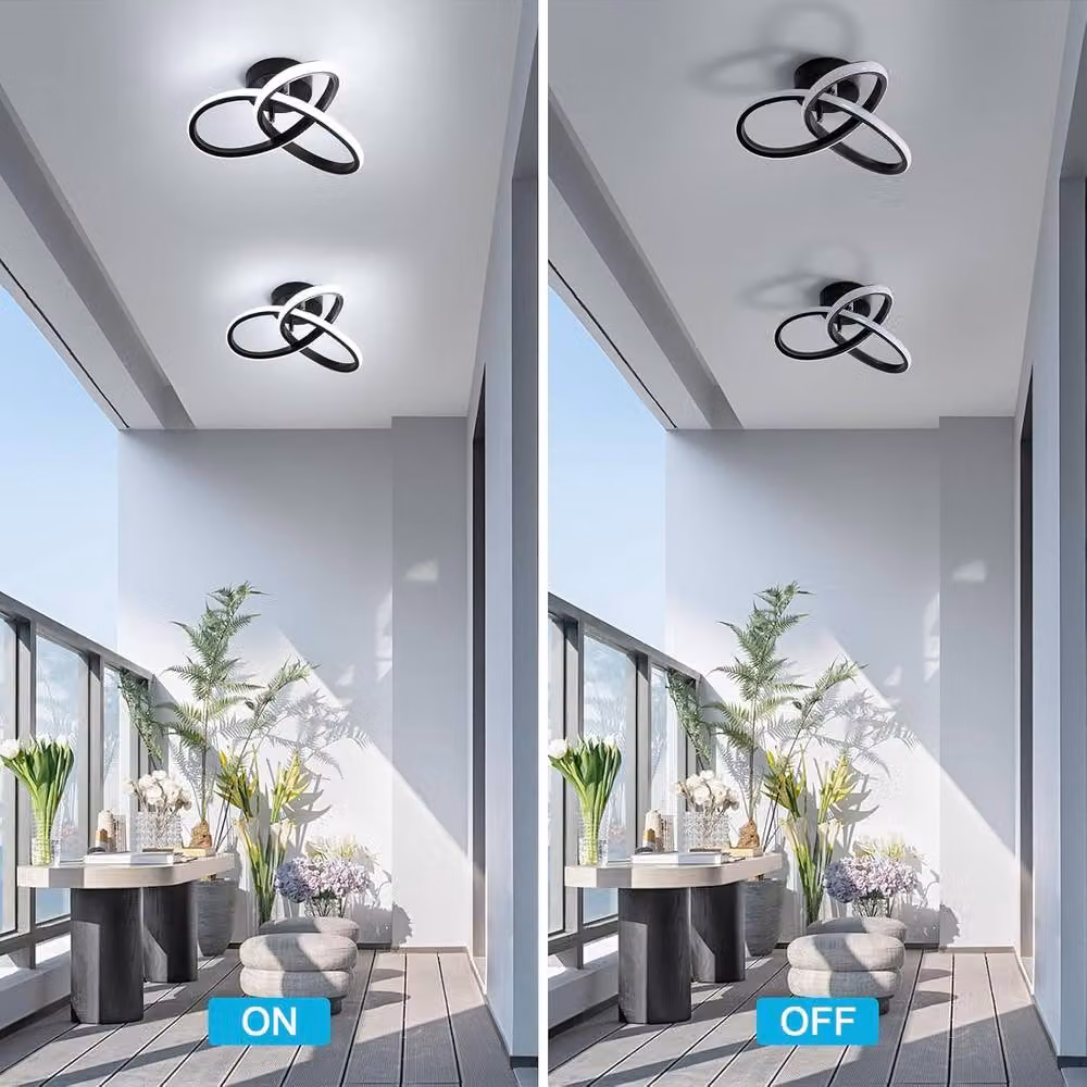 COMELY Modern Clover-Shaped LED Ceiling Light, 22W, Black – 8