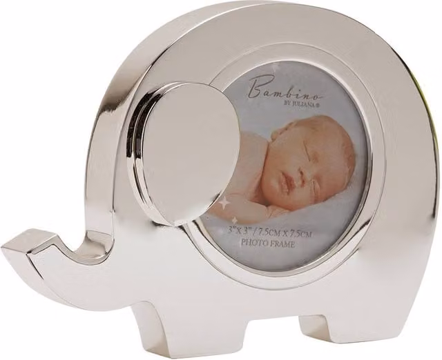 Bambino by Juliana Silver Plated Elephant Photo Frame, 3 x 3 inch