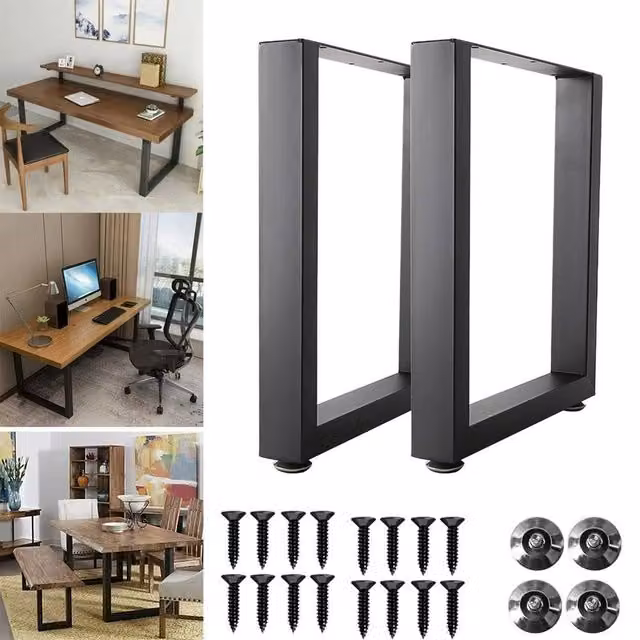 SPETLEK Set of 2 Industrial Steel Legs in Black, W: 52 cm, H: 71 cm – 1