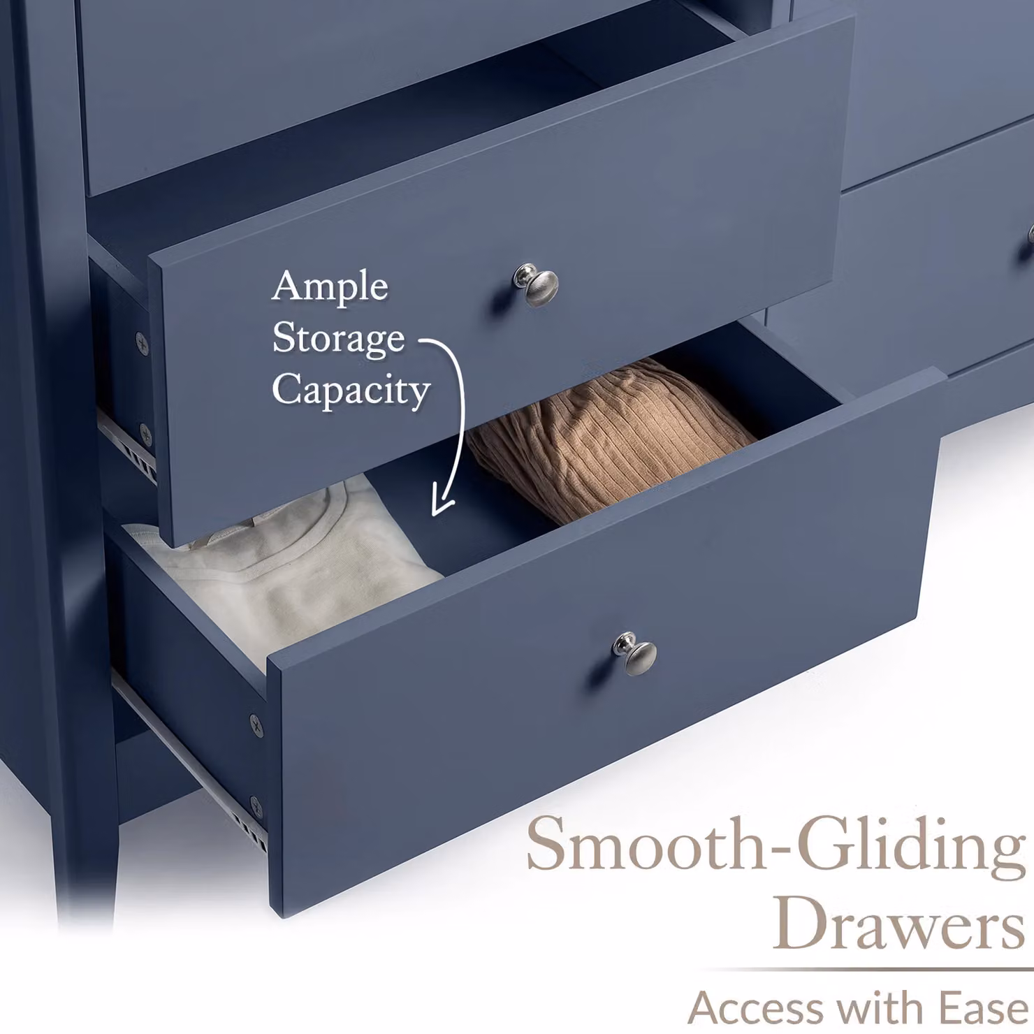 Christow Modern 6 Drawer Chest of Drawers in Blue, W/D/H: 110 x 40 x 80 cm – 2