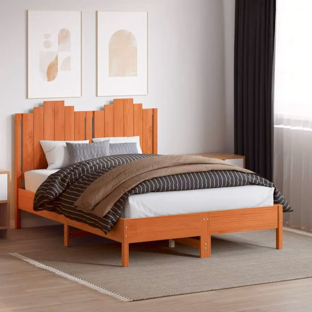 Berkfield Home Rustic Solid Wood Pine Headboard in Wax Brown, Width: 135 cm – 3