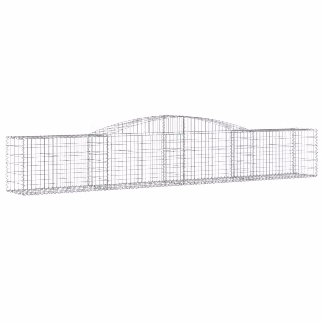 Berkfield Home Arched Gabion Baskets, 15 Piece Set, Silver Galvanised Steel, W: 400 cm, D: 50 cm, H: 60-80 cm – 2