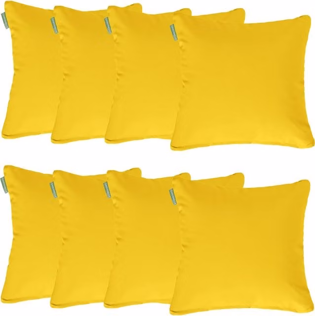 Gardenista Yellow Plain Square Garden Scatter Cushion Set of 8 with Removable Polyester Cover and Hollow Fibre Filling