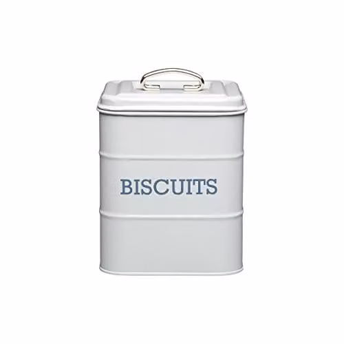 KitchenCraft Living Nostalgia Airtight Metal Biscuit Tin, Grey, W: 14.5 cm, D: 19 cm