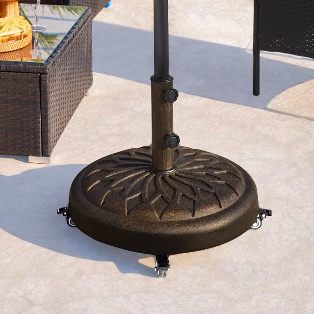 Yaheetech Heavy-Duty Rolling Parasol Base in Bronze