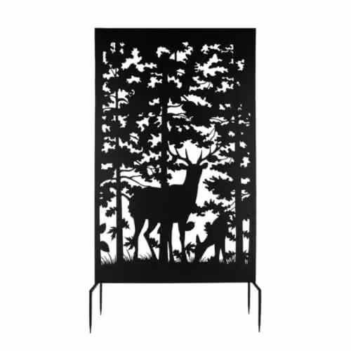 Esschert Design Metal Garden Trellis Privacy Screen in Black and Multicolour, H: 186 cm x W: 100.4 cm x D: 25 cm