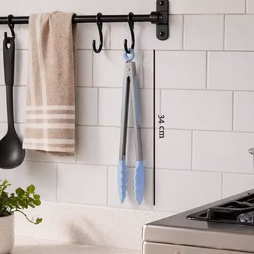 Premier Housewares Heat-Resistant Stainless Steel Tongs with Blue Silicone Grips – 2