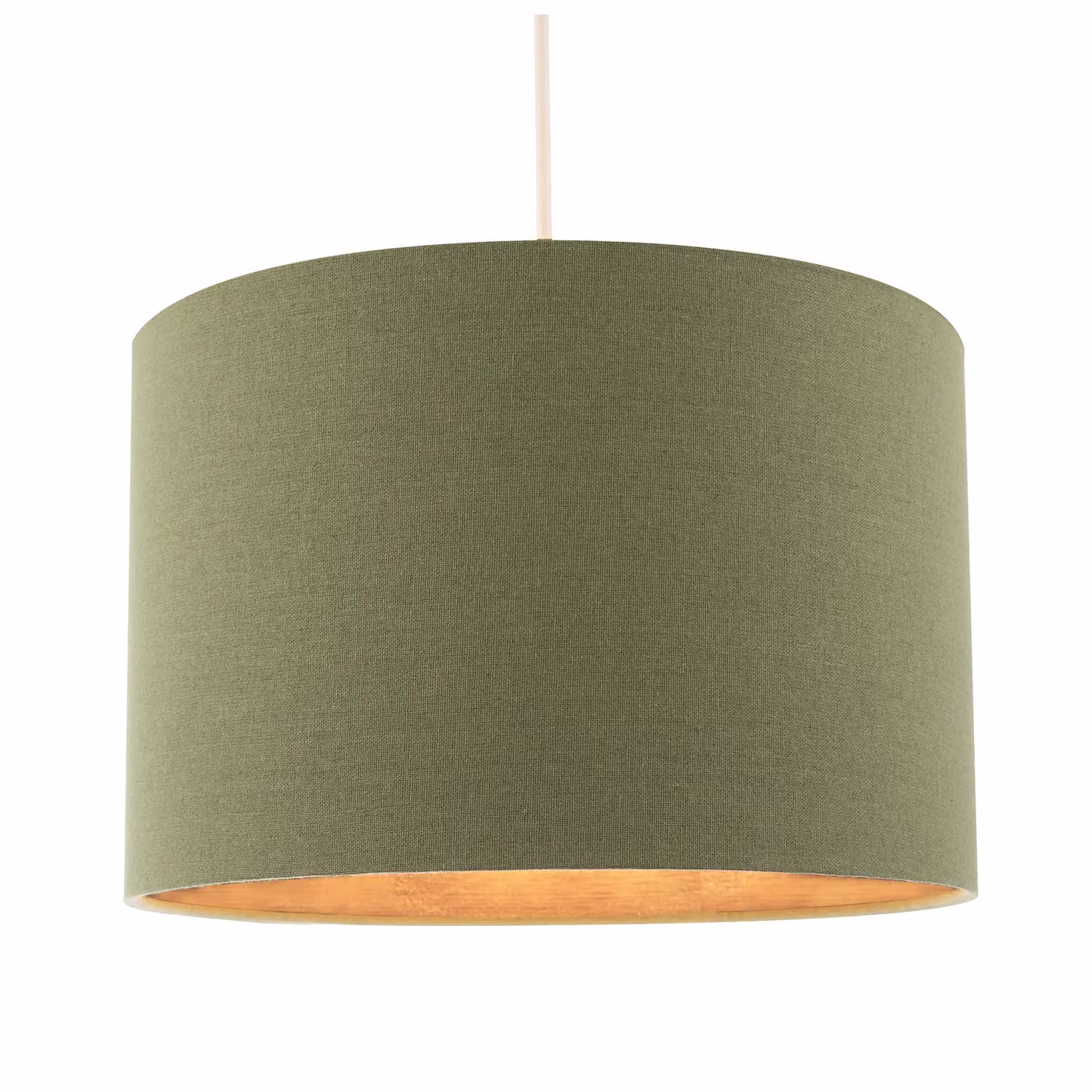 Happy Homewares Textured Linen Fabric Lamp Shade in Green, Round, Diameter: 30 cm – 2