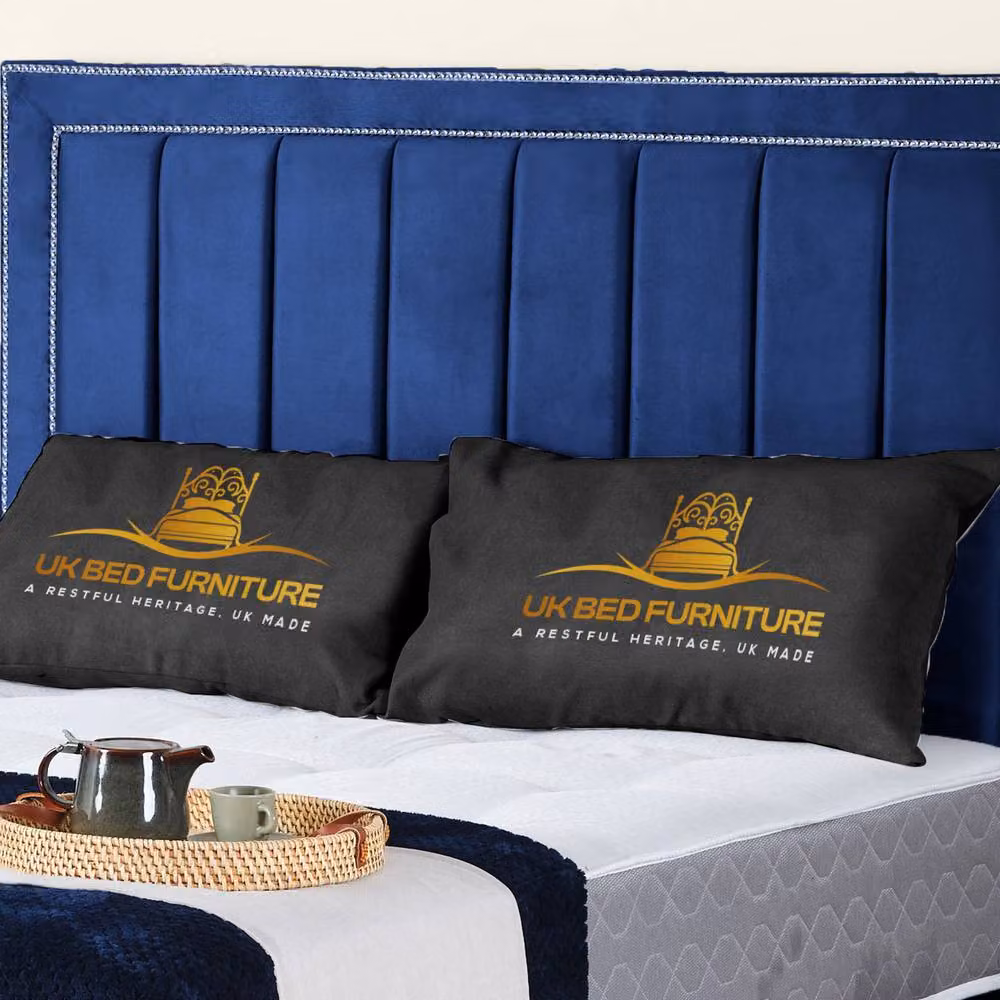 UK Bed Furniture Fiona Blue Velvet Upholstered Slatted Base Bed, W/D/H: 180 x 200 cm – 2
