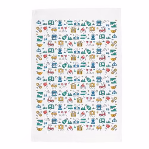 Purely Home Scout Adventures Tea Towel in Multicolour and White, W: 67 cm x H: 45 cm