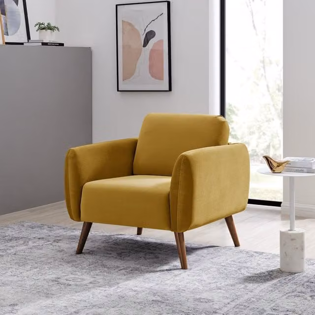 FurnitureboxUK Teddy Upholstered Velvet Tub Armchair in Yellow