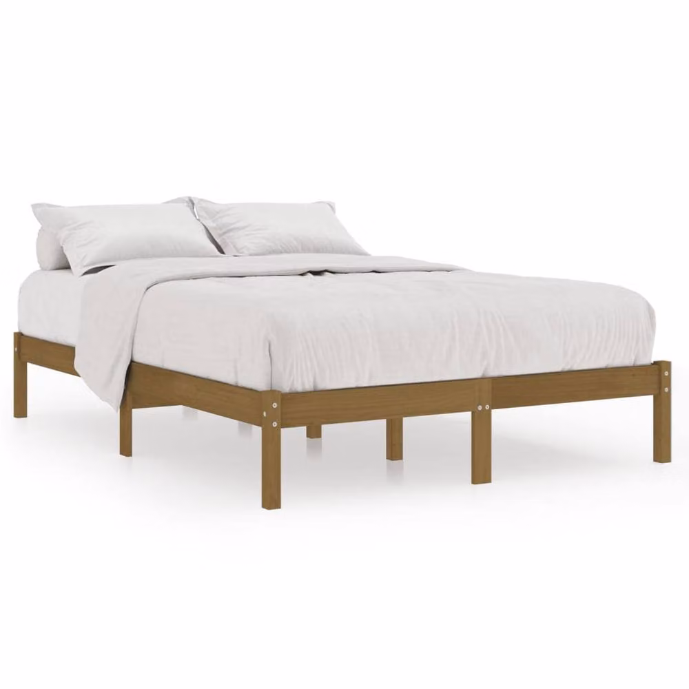 Berkfield Home Modern Solid Wood Pine Bed Frame, Brown, W/D/H: 200 x 200 x 205.5 cm – 3