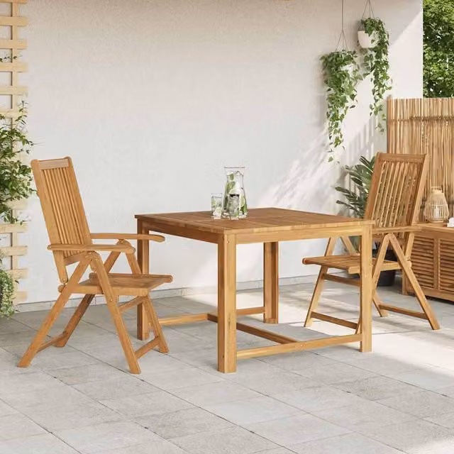 Berkfield Home Set of 2 Folding Garden Chairs in Brown Oiled Acacia Wood – 1