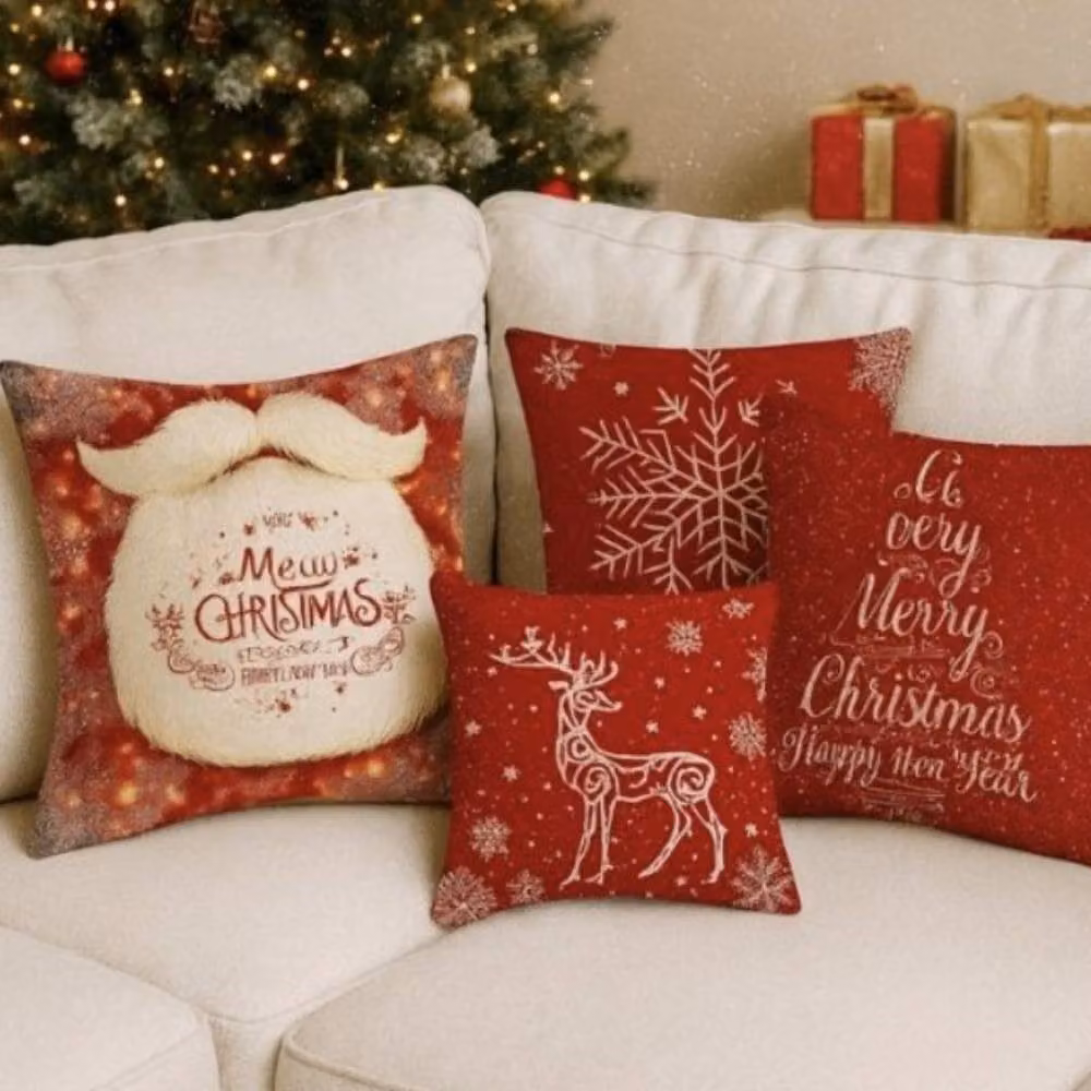 Lovii Christmas Cushion Covers 4-Pack, Multicolour and Red, W/D/H: 45 x 45 x 45 cm – 2