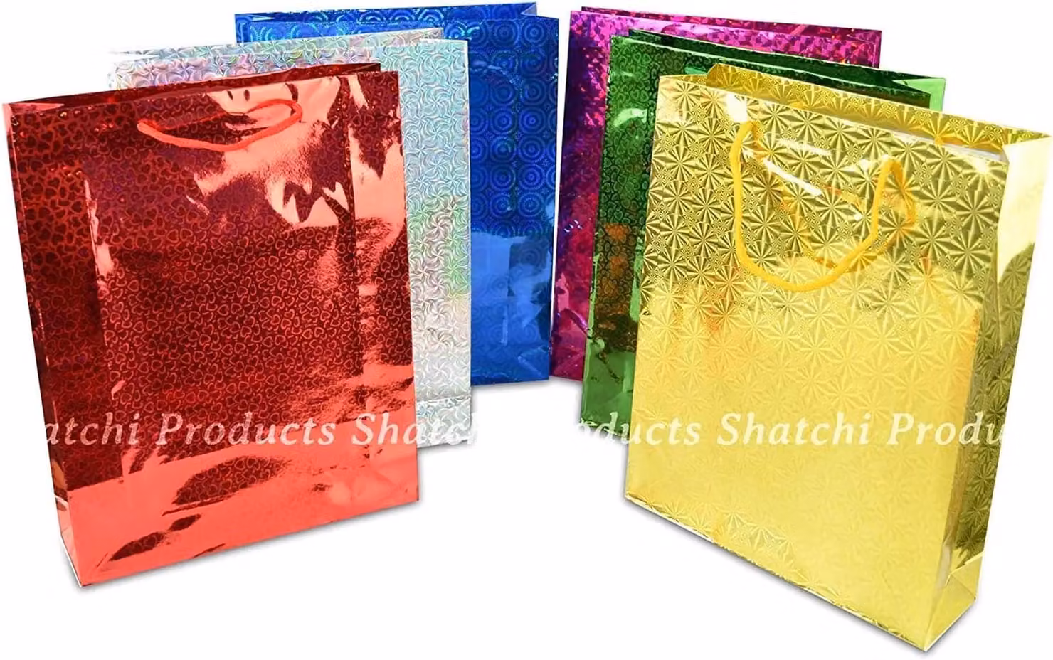 Shatchi Multicolour Holographic Paper Gift Bags, Medium Size, 100 Pieces – 6
