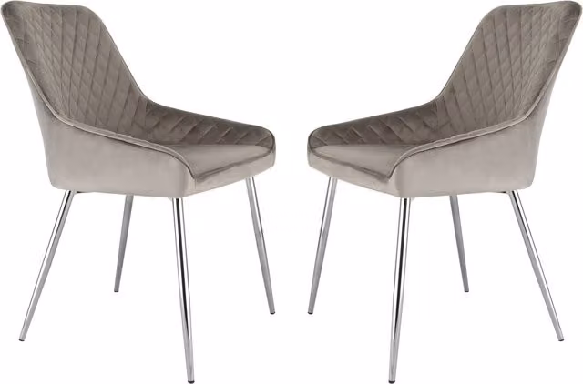 Home Garden Direct Hamilton Dining Chairs Set of 2 in Grey Velvet