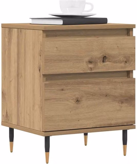 Berkfield Home Modern Artisan Oak Bedside Cabinet in Brown, W/D/H: 40 x 35 x 50 cm