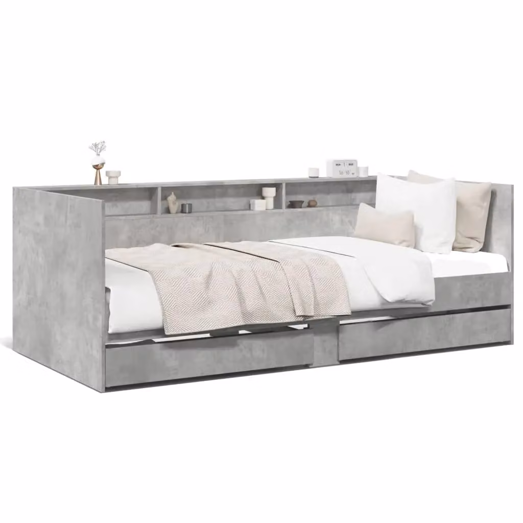 Berkfield Home Small Single Daybed with Drawers, Concrete Grey, W: 75 cm, L: 190 cm – 2
