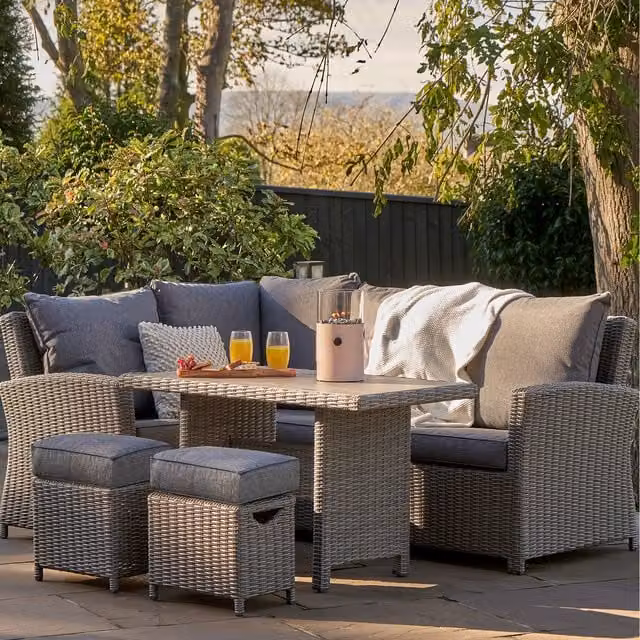 Pacific Lifestyle 6 Seater Rattan Outdoor Garden Furniture Corner Set in Grey