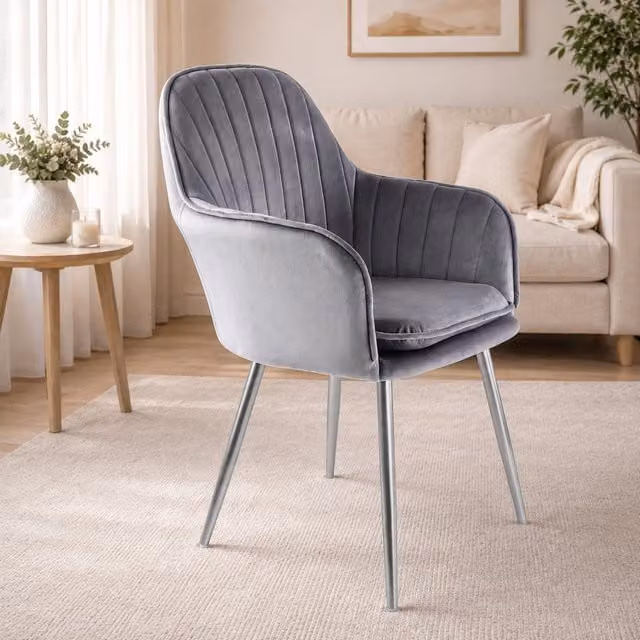 Genesis Muse Modern Velvet Accent Chair in Grey