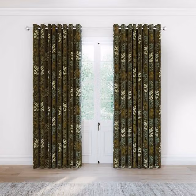 Helena Springfield Simply Scandi Frey Lined Curtains, Green, W: 228.6 cm, H: 228.6 cm – 1