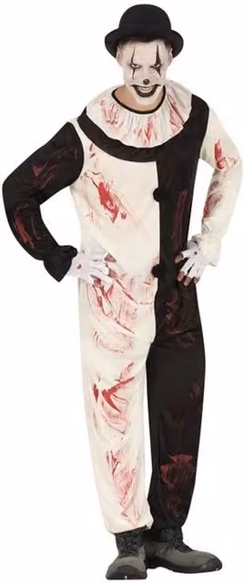 Fiestas Guirca Teen Killer Clown Costume Set in White, Black and Multicolour Cotton