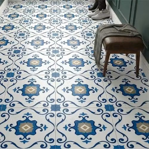 Arthouse Blue Motif Floor Tiles, 10 Tiles Per Pack, W/D/H: 30.5 x 30.5 x 30.5 cm – 6