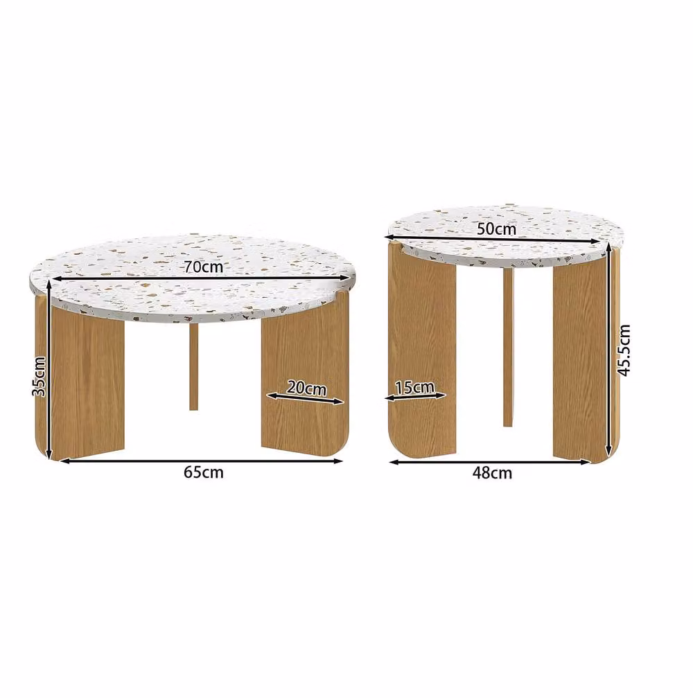 STILVORA 2-Piece Nesting Coffee Table Set in White and Beige – 3