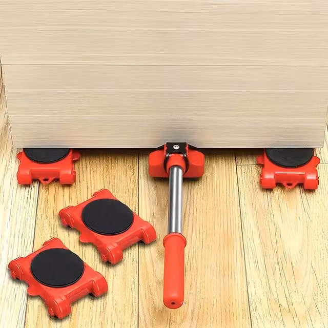 FLAVORA 5-Piece Non-slip Furniture Lifter Mover Tool Set in Red – 1