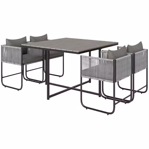 Outsunny 4 Seater Rattan Cube Garden Furniture Set with Cushions in Grey – 1