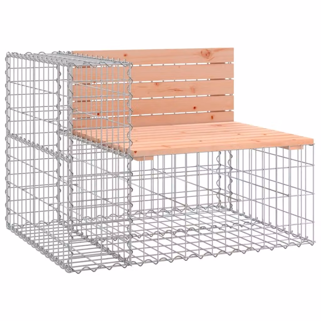 Berkfield Home Gabion Design Garden Bench in Brown Solid Douglas Wood, W/D/H: 92 x 71 x 65.5 cm – 2