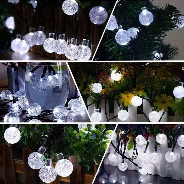 SPETLEK Solar Powered Retro LED Bulb String Lights in Cool White, 6.5m, Transparent/White