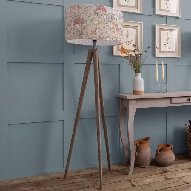 Voyage Maison Aratus Modern Floor Lamp with Hedgerow Eva Lampshade in Grey and Beige, H 158 cm x W 52 cm – 2
