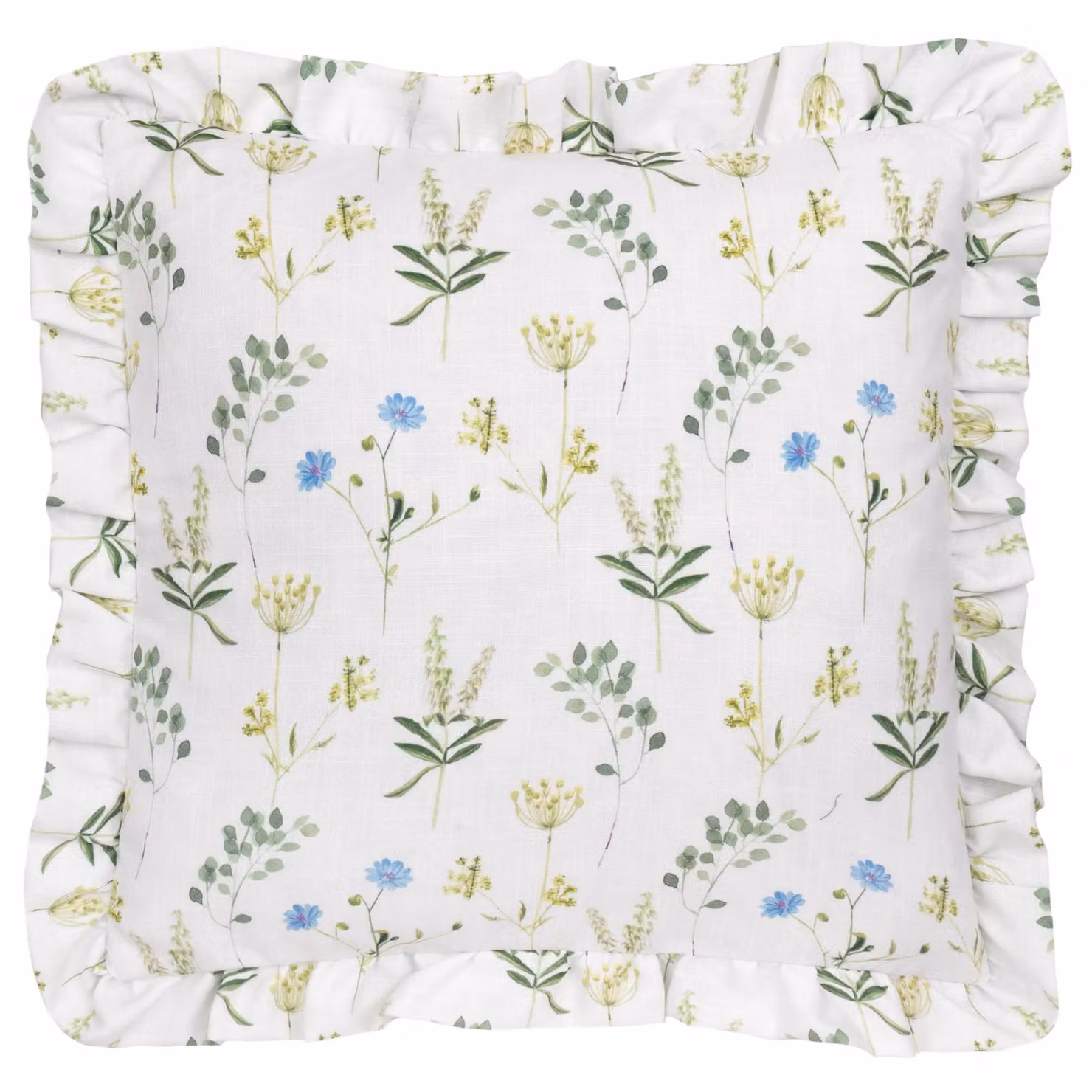 Wylder Floral Ruffle Square Cushion in Blue and White, W/D/H: 50 x 50 x 50 cm – 2