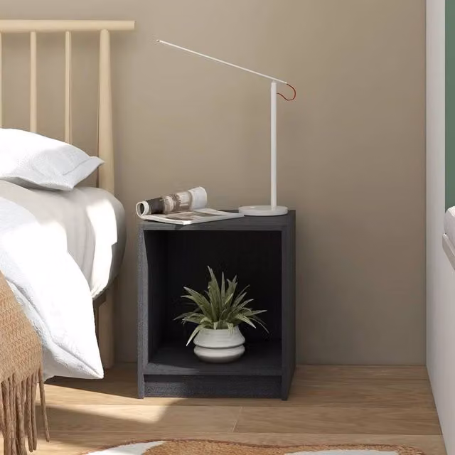 Berkfield Home Elegant Bedside Cabinets, 2 Piece Set, Grey, Solid Pinewood, W: 35.5 cm, D: 33.5 cm, H: 41.5 cm