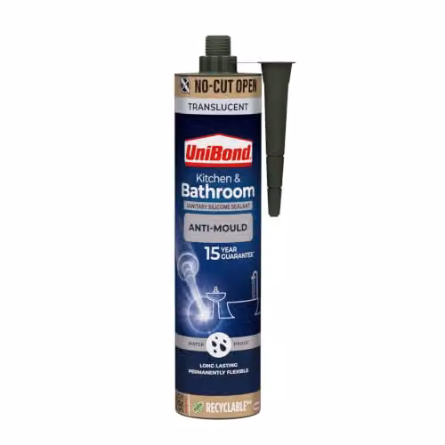 Unibond Waterproof Anti Mould Silicone Sealant, 280 ml, White or Transparent