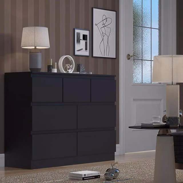 FWStyle Modern Matt Black Chest of Drawers
