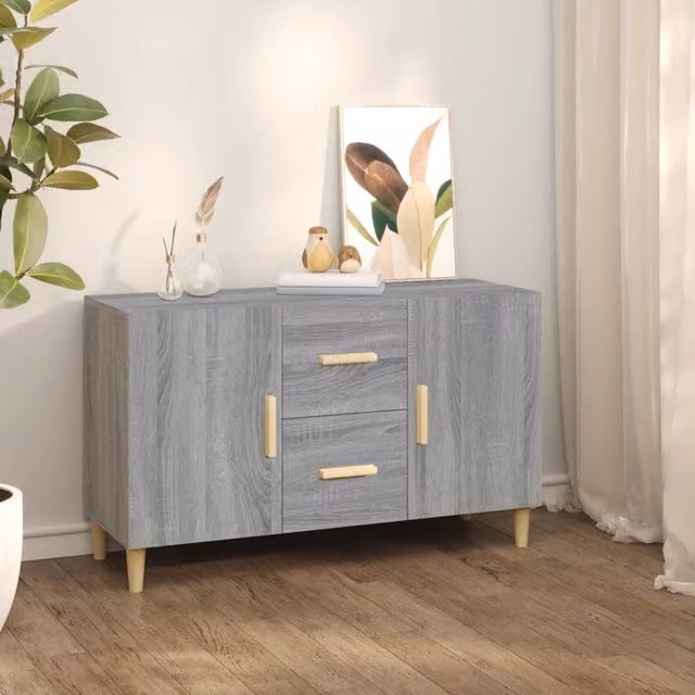 Berkfield Home Grey Sonoma Sideboard in Engineered Wood, W/D/H: 100 x 36 x 60 cm – 1