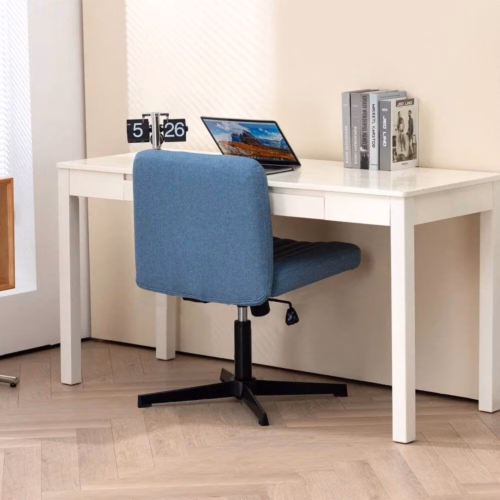 KORVIXA Blue Fabric Armless Padded Chair – 3