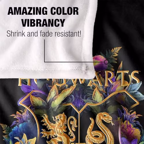LOGOVISION Harry Potter Hogwarts Floral Foliage Crest Super Soft Fleece Throw Blanket, Multicolour – 3