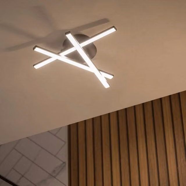 EONLION Crossover Black Integrated LED Ceiling and Wall Light Fitting, IP44 Waterproof, Adjustable Modern Design
