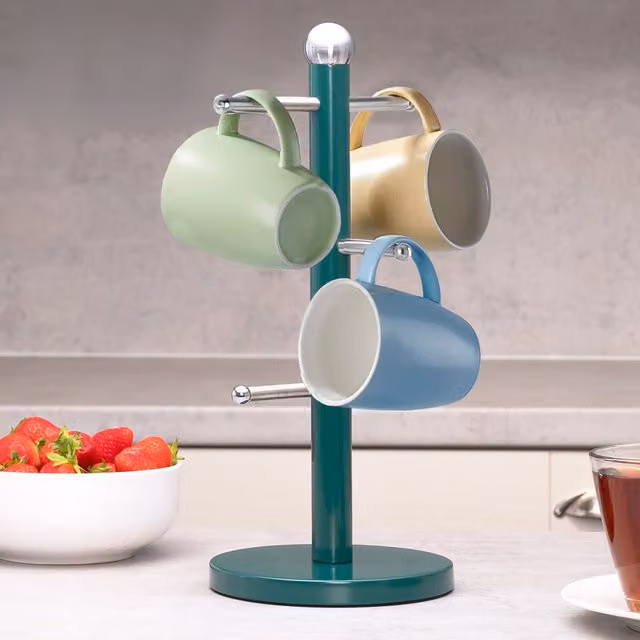 Innoteck Green Stainless Steel Mug Tree with 6 Cup Capacity