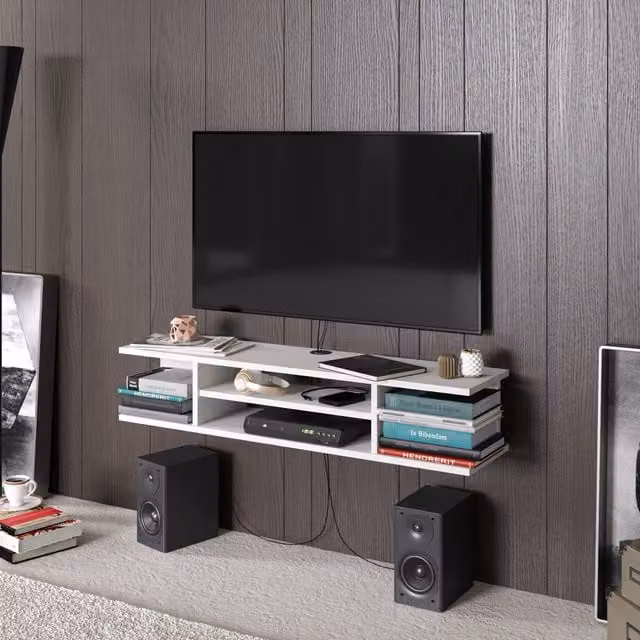 Decorotika Pivot White Wall Mounted Floating TV Unit – 1