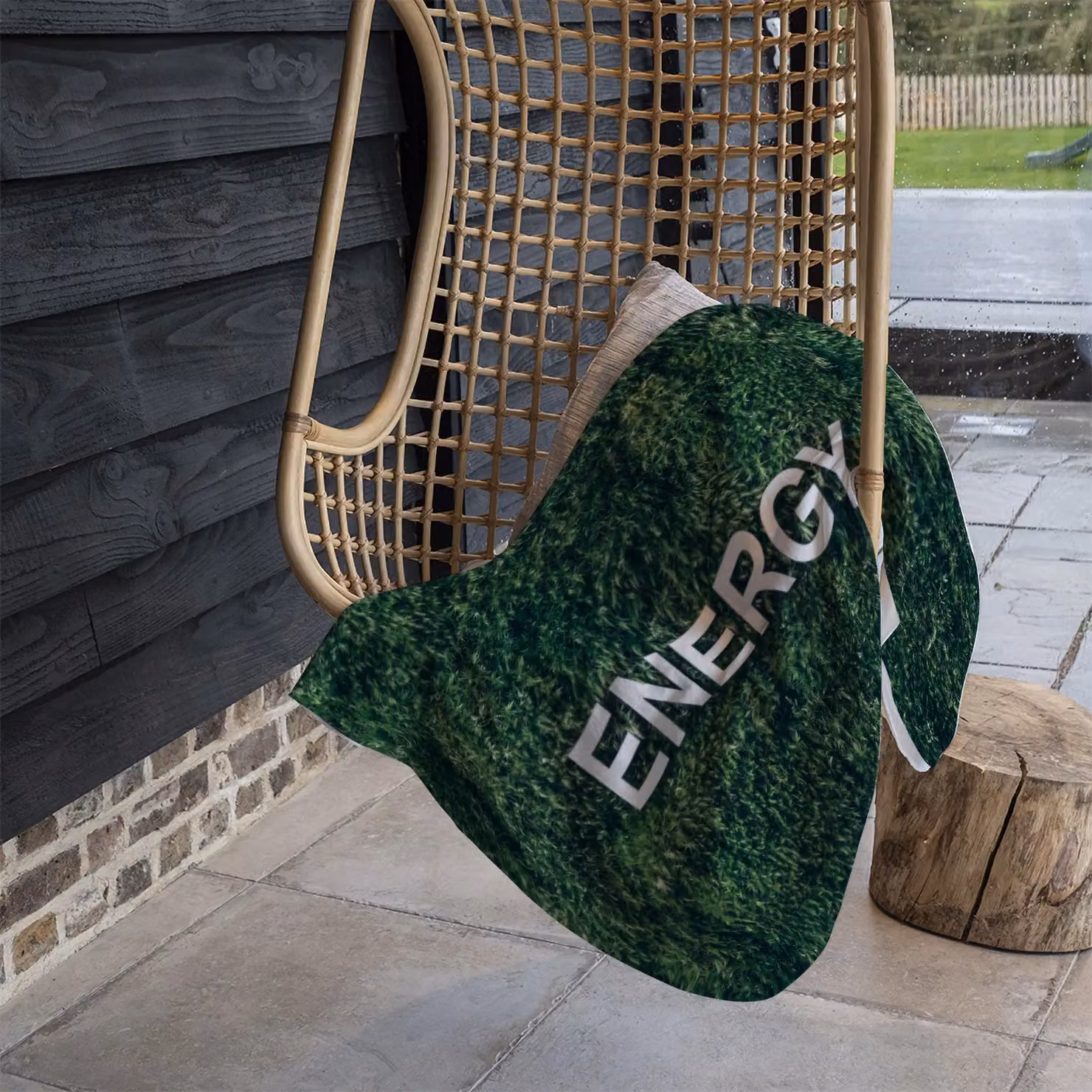 Benjamin Tate Design Wellness Energy Fleece Blanket in Green and Beige, W/D/H: 120 x 150 cm – 3
