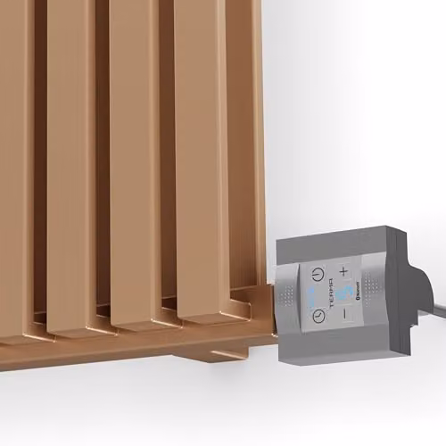 Terma Nemo E Electric Radiator with Bluetooth App Control, Bright Copper, 1 kW, H: 53.0 cm, W: 118.5 cm, D: 5.3 cm – 3
