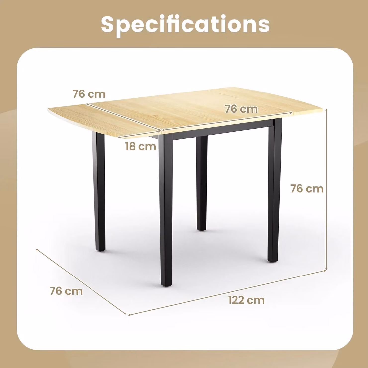 Costway Butterfly Leaf Folding Dining Table in Brown Wood – 2